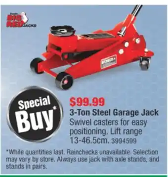 PartSource Big red 3-ton steel garage jack offer