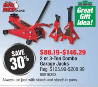 PartSource Big red 2 or 3-ton combo garage jacks offer