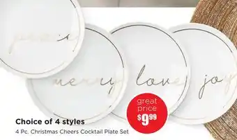 Kitchen Stuff Plus 4 pc. christmas cheers cocktail plate set offer