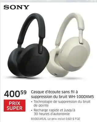 The Source Casque d'écoute sans fil à suppression du bruit wh-1000xm5 sony offer