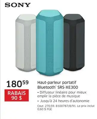 The Source Haut-parleur portatif bluetooth srs-xe300 sony offer