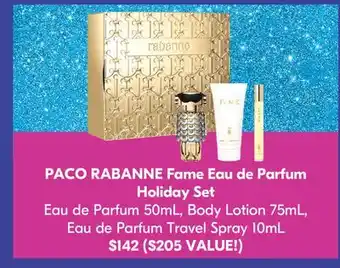Pharmaprix Paco rabanne fame eau de parfum holiday set eau de parfum 50ml, body lotion 75ml, eau de parfum travel spray 10ml offer