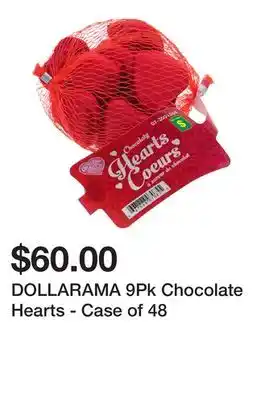 Dollarama Dollarama 9pk chocolate hearts - case of 48 offer