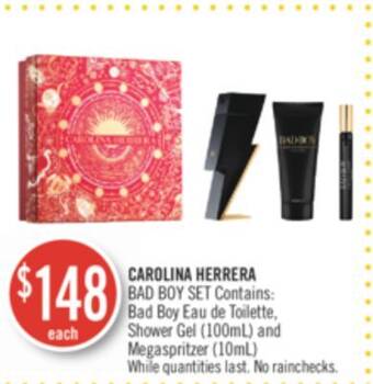 Shoppers Drug Mart Carolina herrera bad boy set contains: bad boy(100ml) and (10ml) offer
