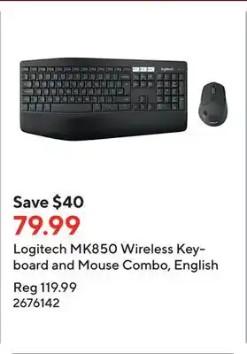 Staples Logitech mk850 wireless keyboard and mouse combo, english offer