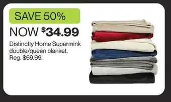 Hudson's Bay Distinctly home supermink double/queen blanket offer