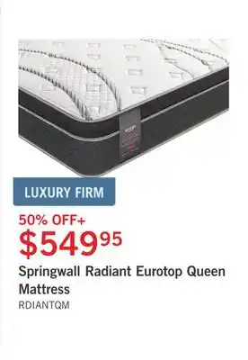 The Brick Springwall radiant eurotop queen mattress offer