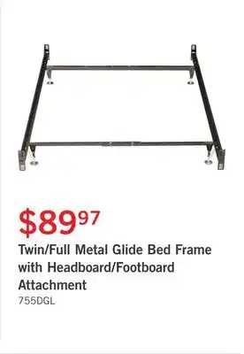 The Brick Twin/full metal glide bed frame with headboard/footboard attachment offer