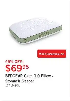 The Brick Bedgear calm 1.0 pillow - stomach sleeper offer