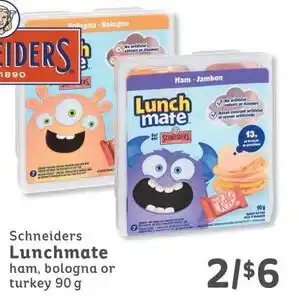 IGA Schneiders Lunchmate ham, bologna or turkey 90g offer
