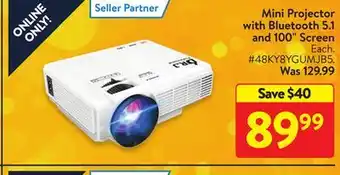 Walmart Mini projector with bluetooth 5.1 and 100 screen offer