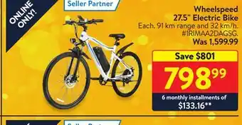 Walmart Wheelspeed 27.5 electric bike offer