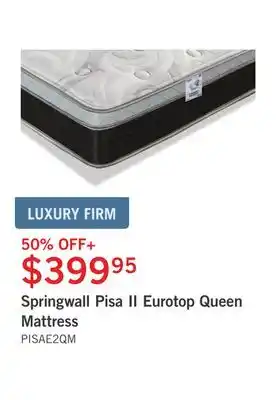 The Brick Springwall pisa ii eurotop queen mattress offer