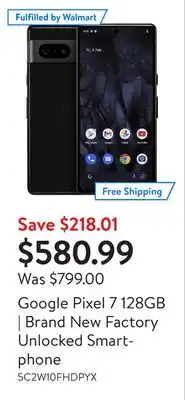Walmart Google pixel 7 128gb | brand new factory unlocked smartphone offer