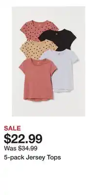 H&M 5-pack jersey tops offer