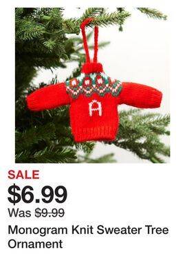 Chapters Indigo Monogram knit sweater tree ornament offer