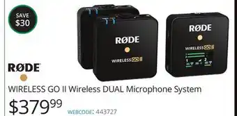 Vistek Rode wireless go ii wireless dual microphone system offer