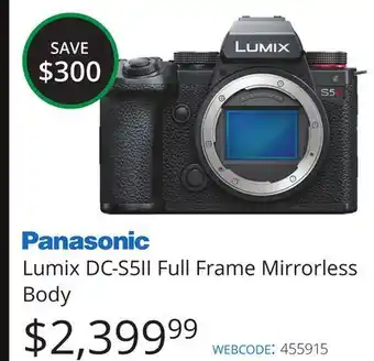 Vistek Lumix dc-s5ii full frame mirrorless body offer