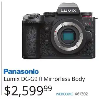 Vistek Panasonic lumix dc-g9 ii mirrorless body offer