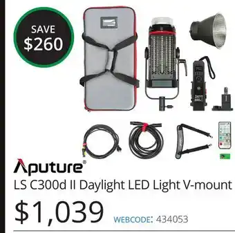 Vistek Aputure ls c300d ii daylight led light v-mount offer