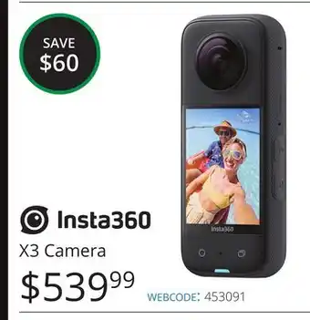 Vistek Insta360 x3 camera offer