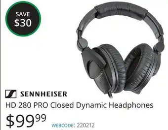 Vistek Sennheiser hd 280 pro closed dynamic headphones offer
