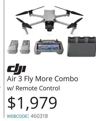 Vistek Dji air 3 fly more combo w/remote control offer