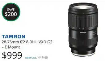 Vistek Tamron 28-75mm f/2.8 di iii vxd g2 - e mount offer