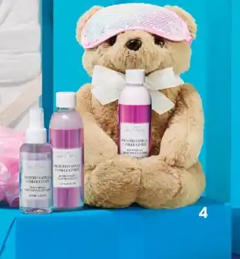 Shoppers Drug Mart India & purry chill bear 6-piece set teddy bear, sleep mask, bubble bath, body lotion, body spray, loofah offer