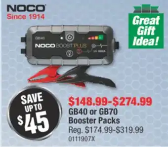 PartSource Noco gb40 or gb70 booster packs offer