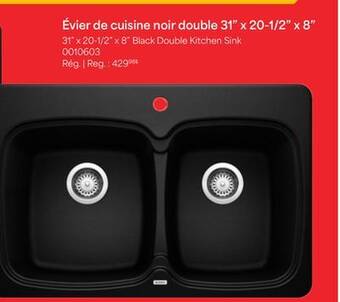 Matériaux Pont Masson 31 x 20-1/2 x 8 black double kitchen sink offer