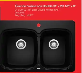 Matériaux Pont Masson 31 x 20-1/2 x 8 black double kitchen sink offer