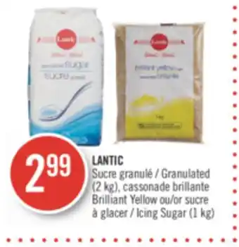 Pharmaprix Lantic granulated (2 kg), brilliant yellow or icing sugar (1 kg) offer