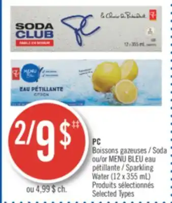 Pharmaprix Pc soda or blue menu sparkling water offer