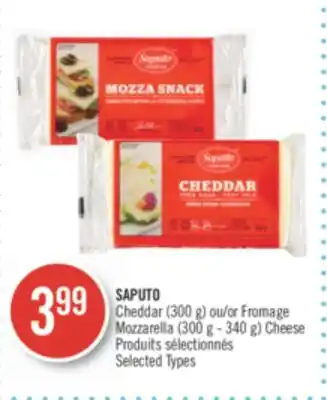 Pharmaprix Saputo cheddar (300 g) or fromage mozzarella (300 g - 340 g) cheese offer