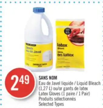 Pharmaprix No name liquid bleach (1,27 l) or de latex latex gloves ( 1 pair) offer
