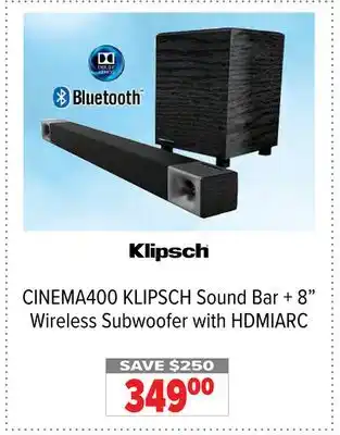 2001 Audio Video Klipsch sound bar + 8 wireless subwoofer with hdmiarc offer