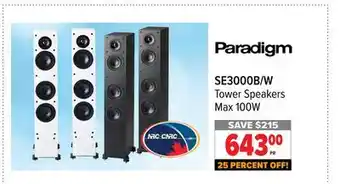 2001 Audio Video Paradigm tower speakers max 100w offer