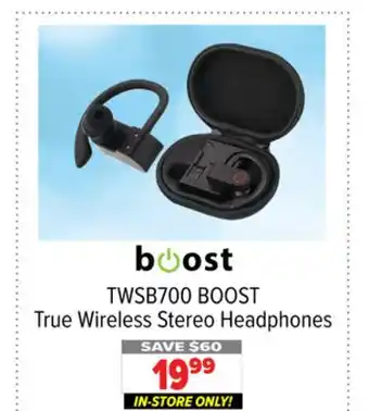 2001 Audio Video Boost true wireless stereo headphones offer