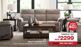La Z Boy Jay fabric reclining sofa offer