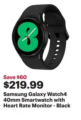 Best Buy Samsung galaxy watch4 40mm smartwatch with heart rate monitor - black offer