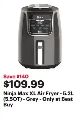 Best Buy Ninja max xl air fryer - 5.2l (5.5qt) - grey - only at best buy offer