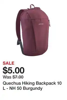 Decathlon Quechua hiking backpack 10 l - nh 50 burgundy offer