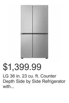 Costco Lg 36 in. 23 cu. ft. counter depth side by side refrigerator with door cooling+ offer