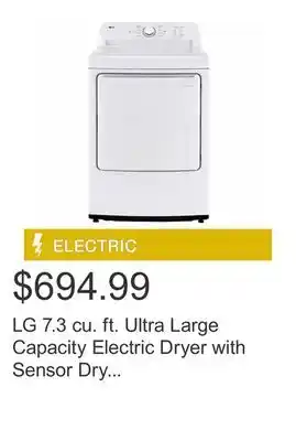 Costco Lg 7.3 cu. ft. ultra large capacity electric dryer with sensor dry technology offer