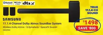 Visions Electronics Samsung 11.1.4-channel dolby atmos soundbar system offer