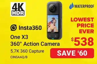 Visions Electronics Insta360 one x3 360° action camera offer
