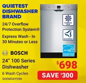 Visions Electronics Bosch 24 100 series dishwasher offer