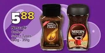 PharmaChoice Nescafé coffee select types offer