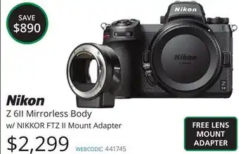 Vistek Nikon mirrorless body w/nikkor ftz ii mount adapter offer